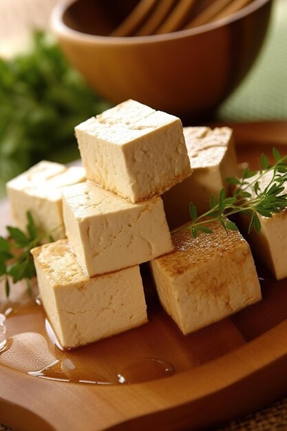 pedaços de tofu frescos