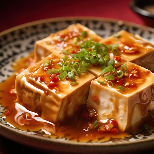 pedaços de tofu frescos