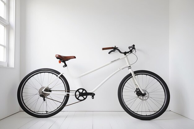 Foto pedalando pela simplicidade um quarto branco e o par perfeito de bicicletas