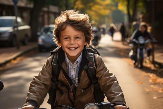 Pedaleando hacia el conocimiento Un viaje colorido de un niño montando a