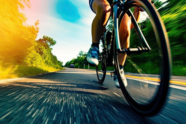 Foto pedaling power fängt die aufregung des radfahrens generativer ki ein