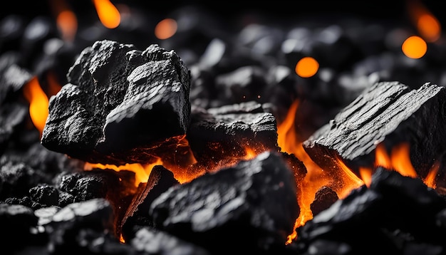 Un pedazo de carbón ardiente aislado en blanco