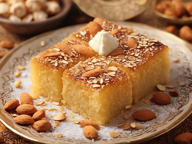 un pedazo cuadrado de pastel con nueces en él