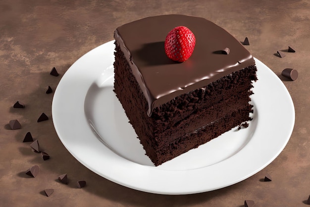 Pedazo de delicioso pastel de chocolate arte generativo por AI