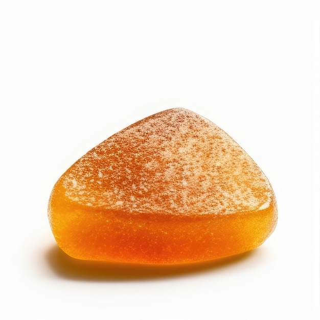 Un pedazo de fruta que es naranja con azúcar en él