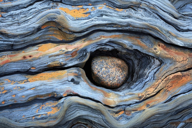 Un pedazo de madera con una piedra en el medio