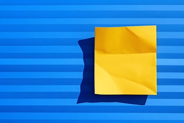 Foto un pedazo de papel amarillo sentado en la parte superior de una pared azul ia generativa