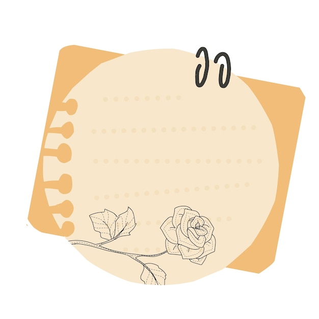 un pedazo de papel con una rosa y una imagen de una rosa