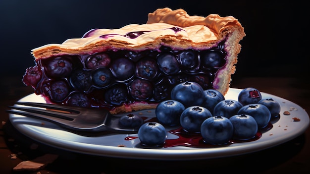 Un pedazo de pastel de arándanos