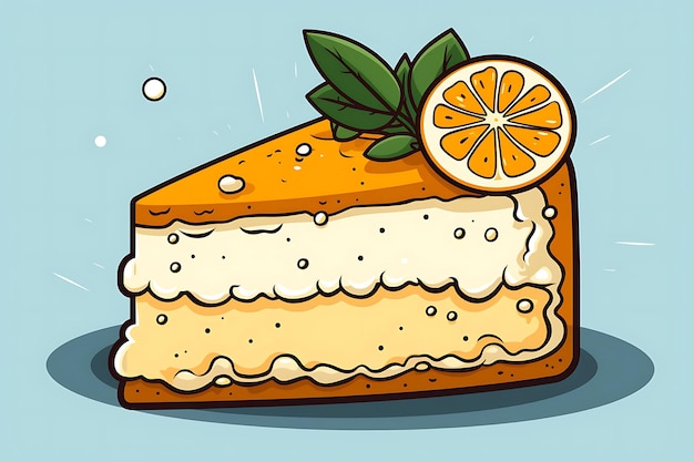 Foto un pedazo de pastel de queso de naranja al estilo de dibujos animados