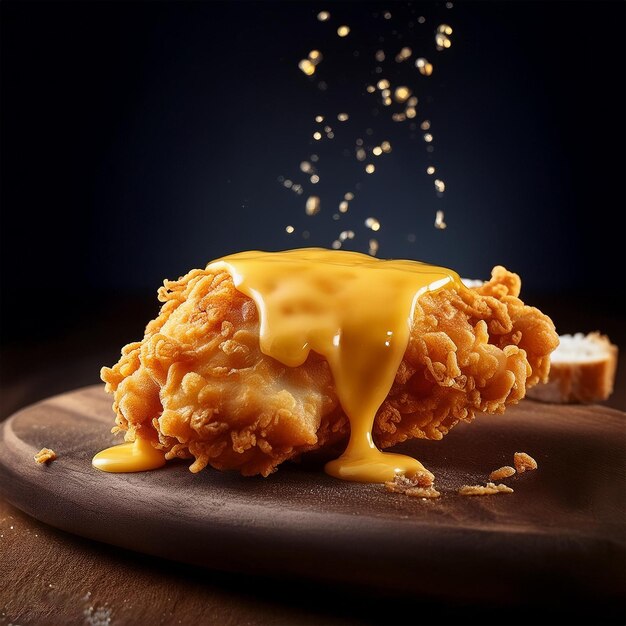 Un pedazo de pollo con queso