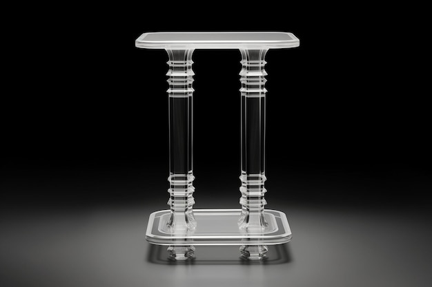 Pedestal 3D Lucite transparente para exibição elegante de produtos em renderização 3D