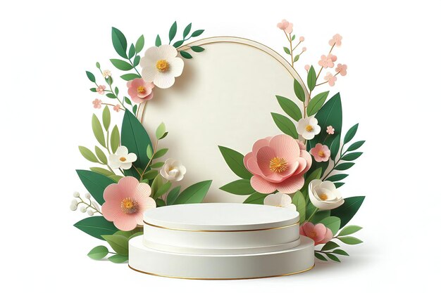 pedestal blanco con un diseño floral en él