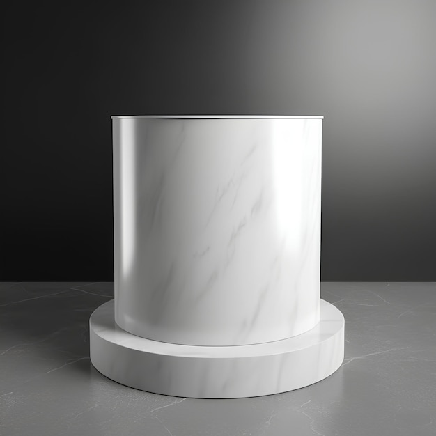 Foto pedestal blanco podio en blanco para la vitrina del producto pedestales de productos dorados de fondo negro