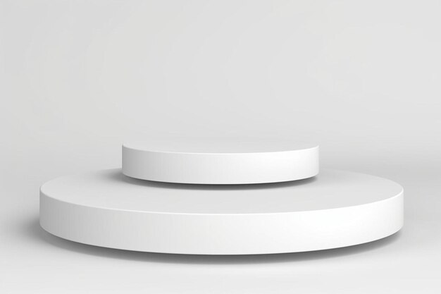 Foto el pedestal blanco del podio muestra el producto en un fondo blanco.