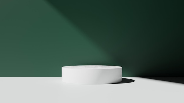 un pedestal blanco sobre una pared verde