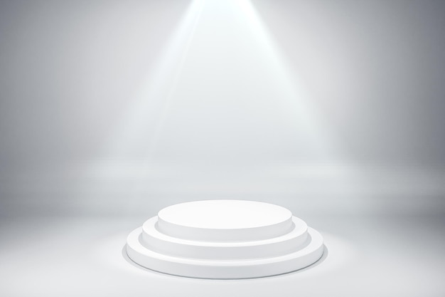 Pedestal branco redondo iluminado