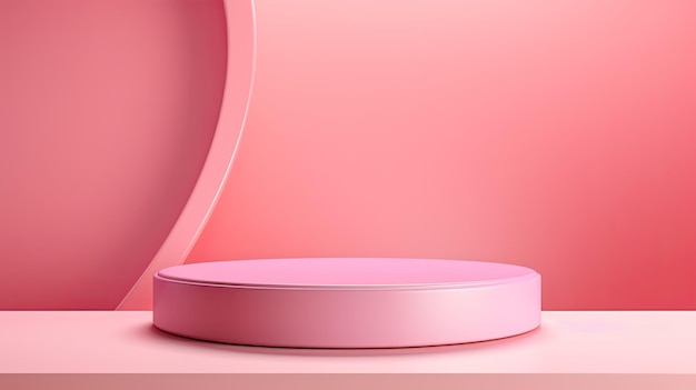 Pedestal cilíndrico sobre fondo rosado Pequeña escena abstracta con formas geométricas Etapa de presentación de productos cosméticos Diseño de espacio vacío Maqueta de vitrina de espacio vacía Vitrina 3D de la tienda