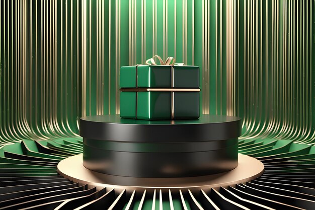 Pedestal de círculo verde em elegância luxuoso para parede de apresentação de produto Ai gerado
