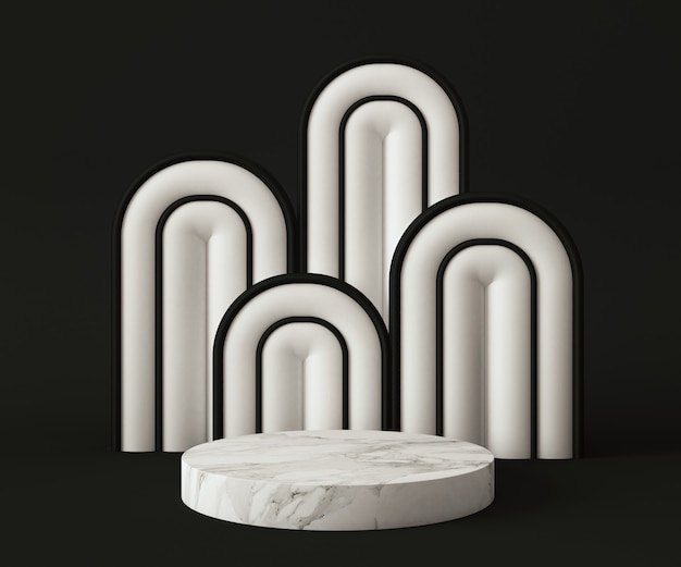 Pedestal de mármore branco de renderização isolado no fundo branco
