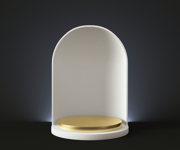 Pedestal de mármore branco de renderização isolado no fundo branco