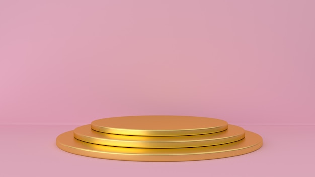 Pedestal de ouro e fundo rosa.