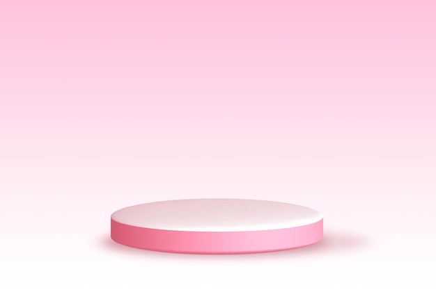 Pedestal de pódio 3D com fundo rosa para produtos cosméticos