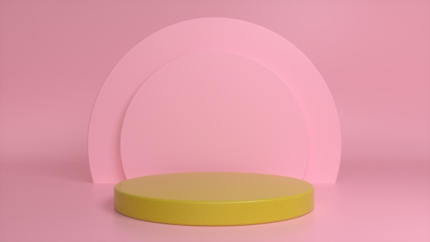 Pedestal de pódio amarelo em um fundo rosa Foto Premium