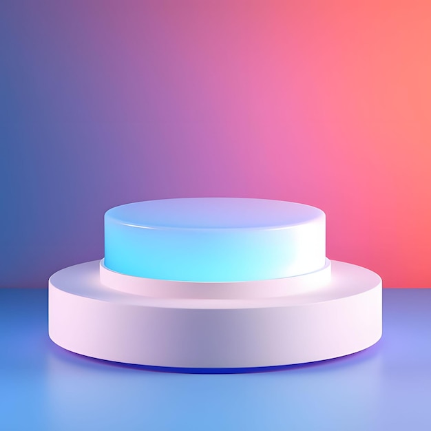 Pedestal de pódio branco para apresentação de produtos com IA generativa de fundo colorido e vibrante