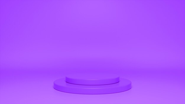 Pedestal de pódio brilhante roxo em fundo roxo Foto Premium