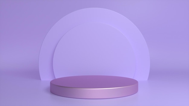 Pedestal de pódio brilhante roxo em fundo roxo Foto Premium