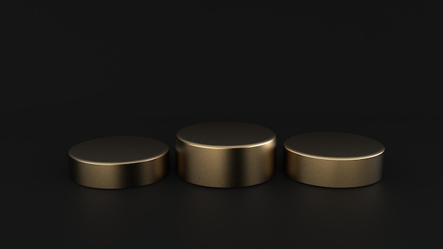 Pedestal de pódio dourado brilhante de luxo de elegância de palco preto e dourado abstrato para produto publicitário