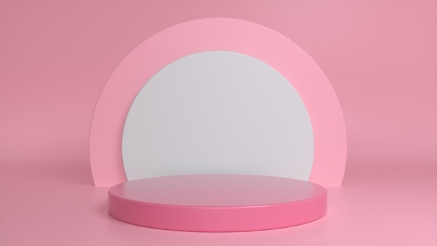 Pedestal de pódio rosa em um fundo branco rosa Foto Premium