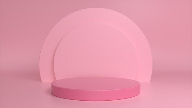 Pedestal de pódio rosa em um fundo rosa foto premium