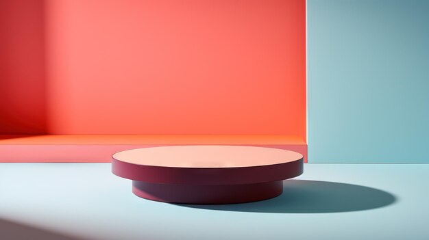 Pedestal em sala colorida com sombras na parede Cena de pódio colorida para exibição de produtos Gerada por IA