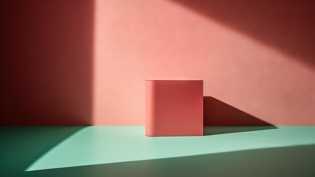 Pedestal em sala colorida com sombras na parede cena de pódio de cores ricas para exibição de produtos