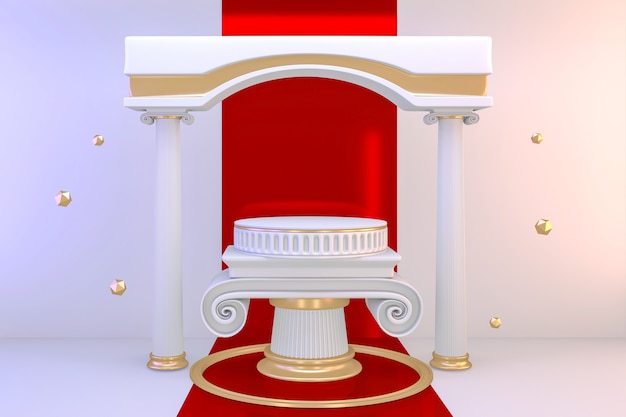 Pedestal Espaço em branco moderno pódio branco para produtos cosméticos. Renderização 3D