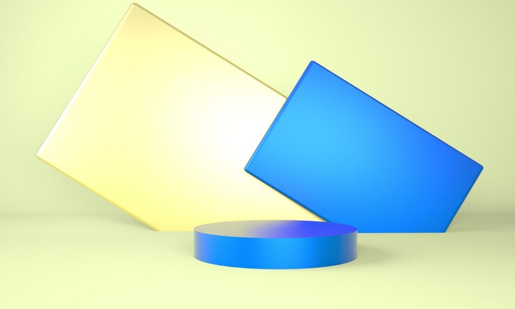Foto pedestal para exhibición, plataforma para diseño, producto en blanco. representación 3d.