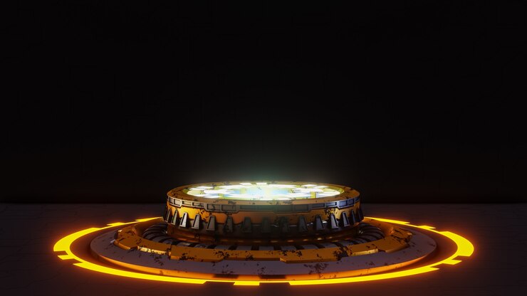 Pedestal futurista para presentación de producto en futuro negro.