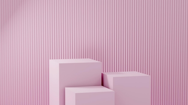 Pedestal de geometría rosa púrpura para exhibición Soporte de producto vacío con una forma geométrica estilo minimalista ilustración de renderizado 3d