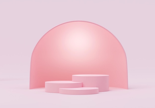 Pedestal de geometría rosa púrpura para exhibición Soporte de producto vacío con una forma geométrica estilo minimalista ilustración de renderizado 3d