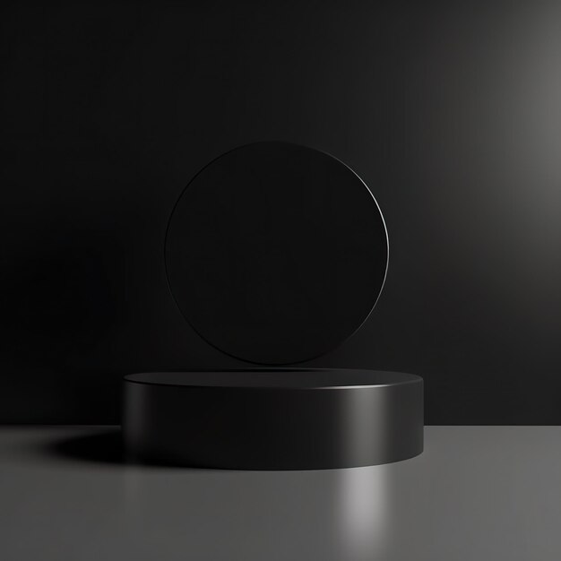 Pedestal geométrico preto minimalista para vitrine de produtos