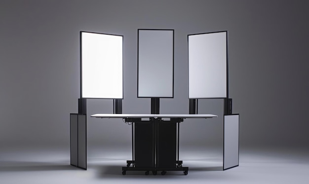 Pedestal modular con paneles intercambiables