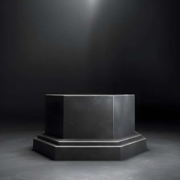 Un pedestal negro con una luz blanca encima.