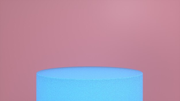 Pedestal de podio azul brillante sobre un fondo rosa Foto Premium