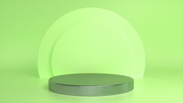 Pedestal de podio de metal rugoso sobre fondo verde Foto Premium