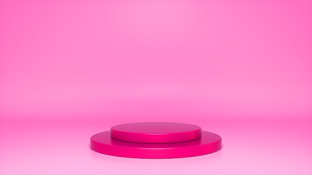Pedestal de podio rosa brillante sobre fondo rosa Foto Premium