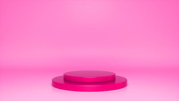 Pedestal de podio rosa brillante sobre fondo rosa Foto Premium