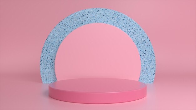 Pedestal de podio rosa sobre un fondo de mármol rosa Foto Premium