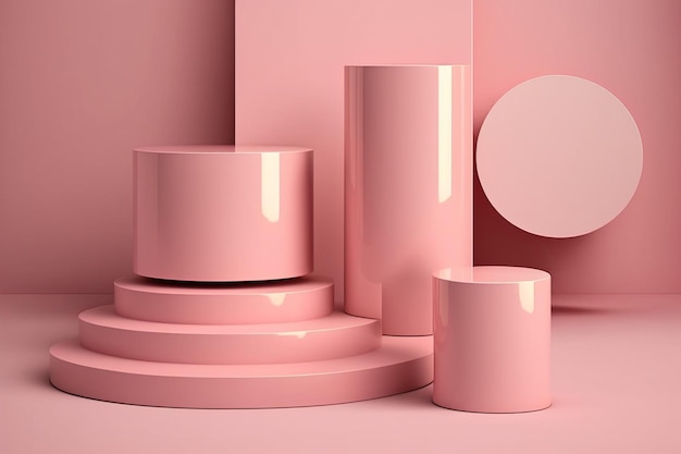 Un pedestal de podio rosa soporte moderno exhibición de productos fondo abstracto representación 3d